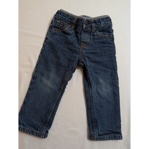 OshKosh Bgosh Boys Fleece Lined Jeans Dark Wash Blue Denim Pants 18M‎